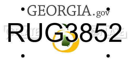 RUG3852 Georgia License Plate