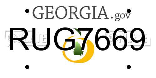 RUG7669 Georgia License Plate