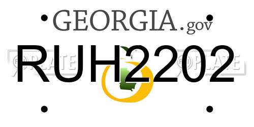 RUH2202 Georgia License Plate