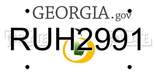 RUH2991 Georgia License Plate