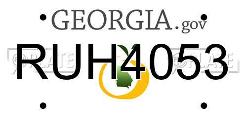 RUH4053 Georgia License Plate