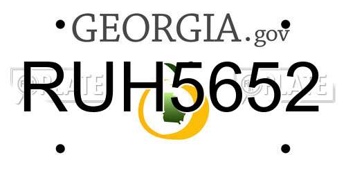 RUH5652 Georgia License Plate