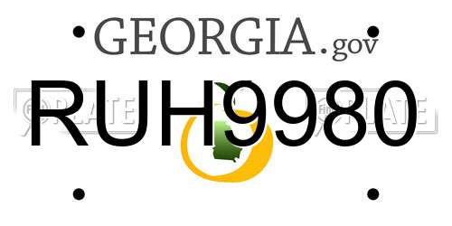 RUH9980 Georgia License Plate