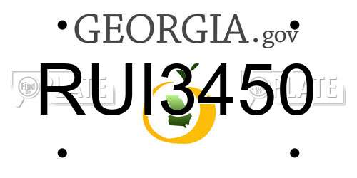 RUI3450 Georgia License Plate