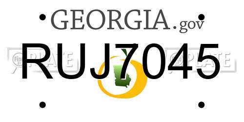 RUJ7045 Georgia License Plate
