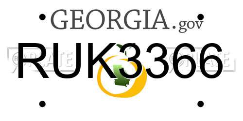 RUK3366 Georgia License Plate