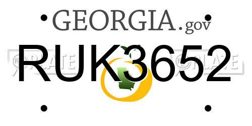 RUK3652 Georgia License Plate