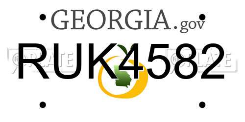 RUK4582 Georgia License Plate