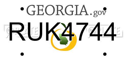 RUK4744 Georgia License Plate