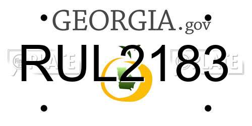 RUL2183 Georgia License Plate