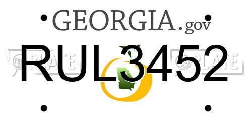 RUL3452 Georgia License Plate