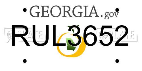 RUL3652 Georgia License Plate