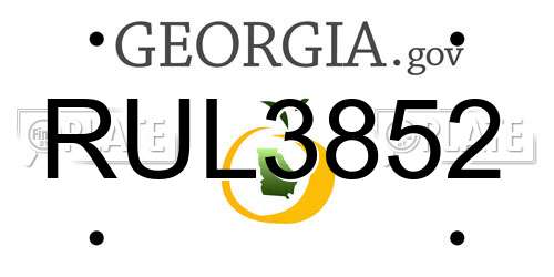 RUL3852 Georgia License Plate