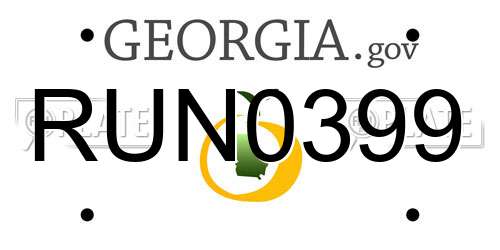 RUN0399 Georgia License Plate