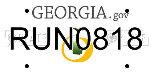 RUN0818 Georgia License Plate