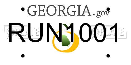 RUN1001 Georgia License Plate