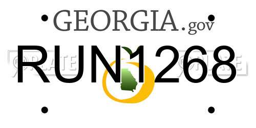 RUN1268 Georgia License Plate