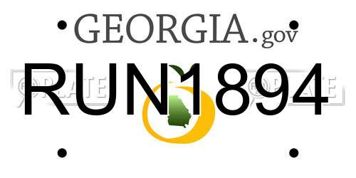 RUN1894 Georgia License Plate