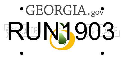 RUN1903 Georgia License Plate