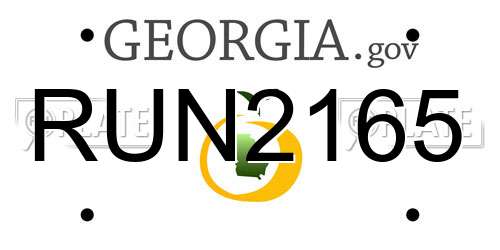 RUN2165 Georgia License Plate