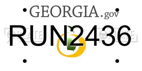 RUN2436 Georgia License Plate