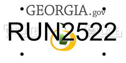 RUN2522 Georgia License Plate