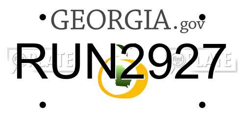 RUN2927 Georgia License Plate