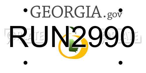 RUN2990 Georgia License Plate