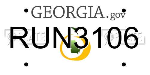 RUN3106 Georgia License Plate