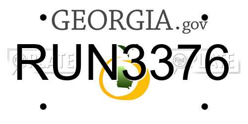 RUN3376 Georgia License Plate