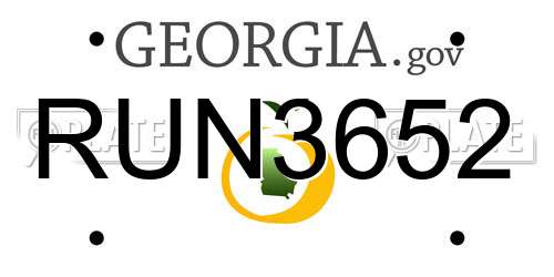RUN3652 Georgia License Plate