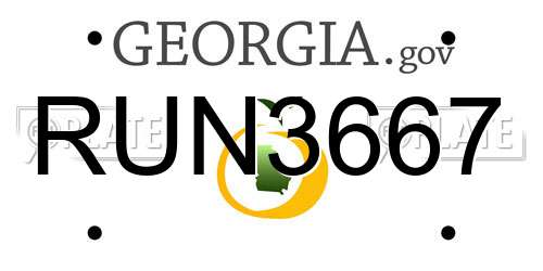 RUN3667 Georgia License Plate