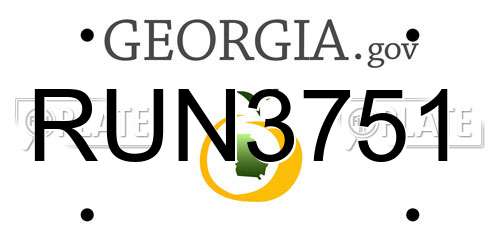 RUN3751 Georgia License Plate