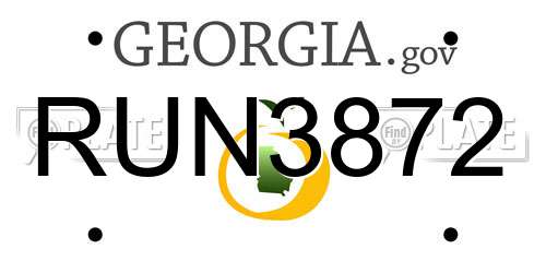 RUN3872 Georgia License Plate