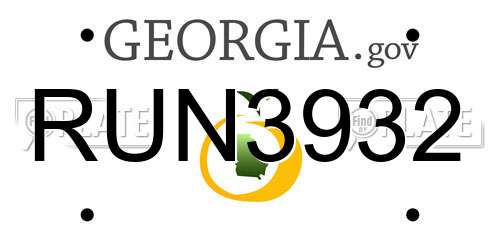 RUN3932 Georgia License Plate