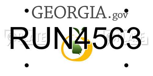 RUN4563 Georgia License Plate