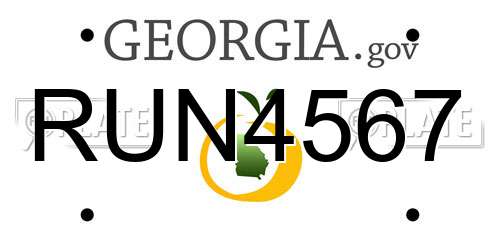 RUN4567 Georgia License Plate