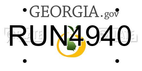 RUN4940 Georgia License Plate