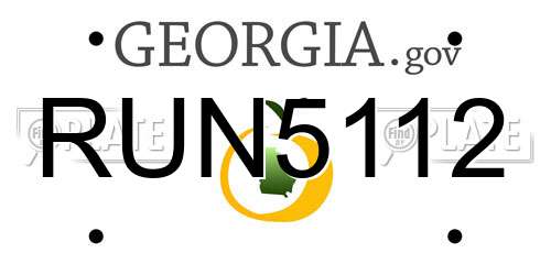 RUN5112 Georgia License Plate