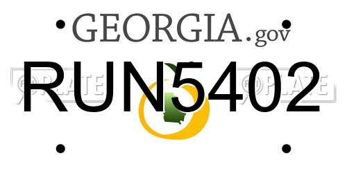 RUN5402 Georgia License Plate
