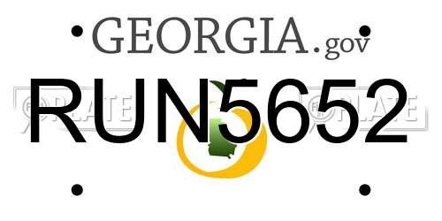 RUN5652 Georgia License Plate