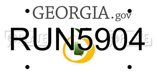 RUN5904 Georgia License Plate