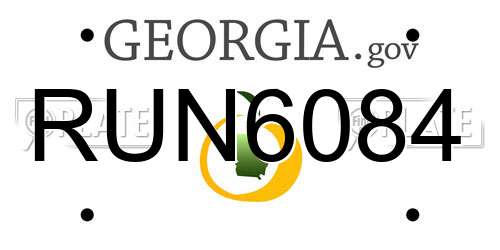 RUN6084 Georgia License Plate