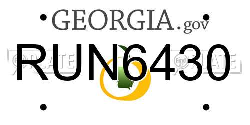 RUN6430 Georgia License Plate