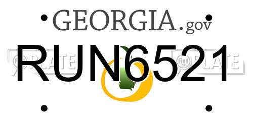 RUN6521 Georgia License Plate
