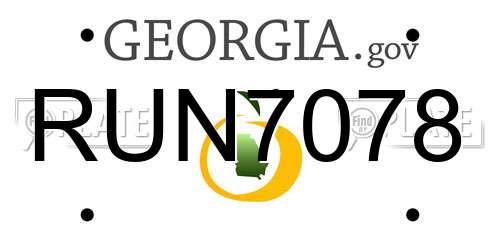 RUN7078 Georgia License Plate