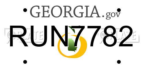 RUN7782 Georgia License Plate