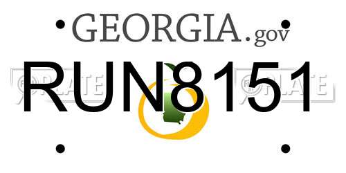 RUN8151 Georgia License Plate