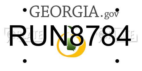 RUN8784 Georgia License Plate