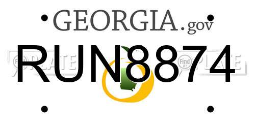 RUN8874 Georgia License Plate